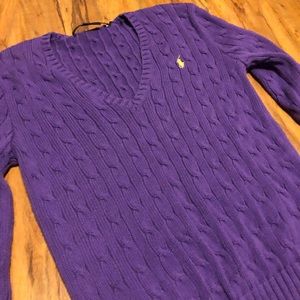 Cable-knit polo sweater